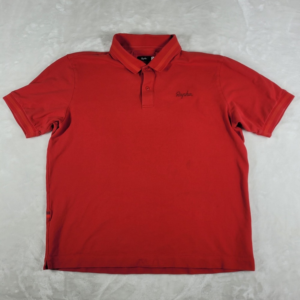 Rapha Logo Polo‎ Shirt Men's 2XL Red 100% Cotton Cycling Biking Active Casual